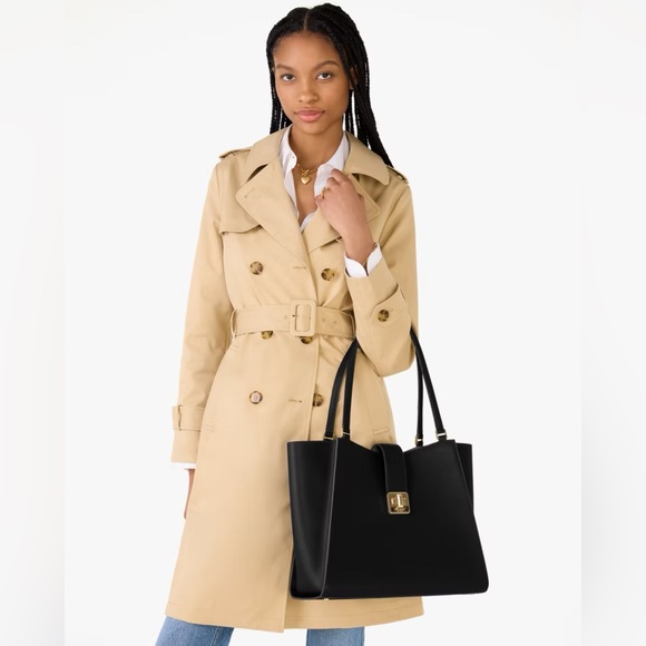 Kate Spade Phoebe Large Tote Bag Black Leather Gold-tone Lock Shoulder Commute - Picture 16 of 16